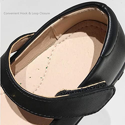 Girl's Glitter Mary Jane Ballet Ballerina Flats Black Strap School Uniform Dress Shoes(Toddler/Little Kid)3