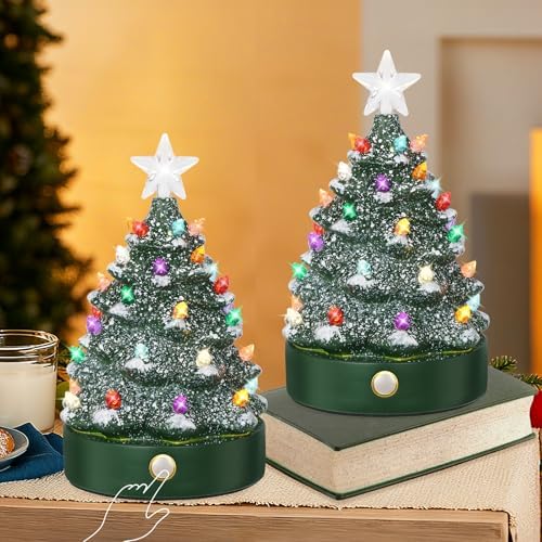 Brightever Set of 2 Small Christmas Tree Touch Control Night Lights - 7