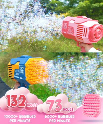 Bubble Machine Gun With 𝟮 𝗕𝗮𝘁𝘁𝗲𝗿𝗶𝗲𝘀 & 𝟭𝟭𝟬𝟬𝗺𝗹 𝗕𝘂𝗯𝗯𝗹𝗲 𝗦𝗼𝗹𝘂𝘁𝗶𝗼𝗻 - 132 & 73 Holes Bazooka Bubble Gun - Toy For Girl Boy Adult, Outdoor Gift For Birthday Wedding Kids Party #TOP2
