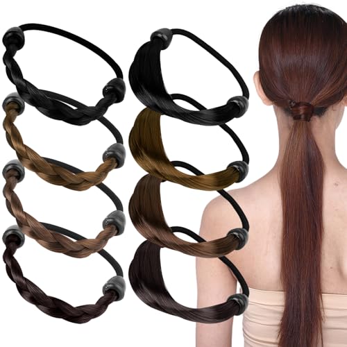 8PCS Elastic Hair Band,Hair Ties Wig Braided Mini Rubber Bands,Women's Wigs,Ponytail Holders Rope Ring for Women Girls Teens Hair Accessories