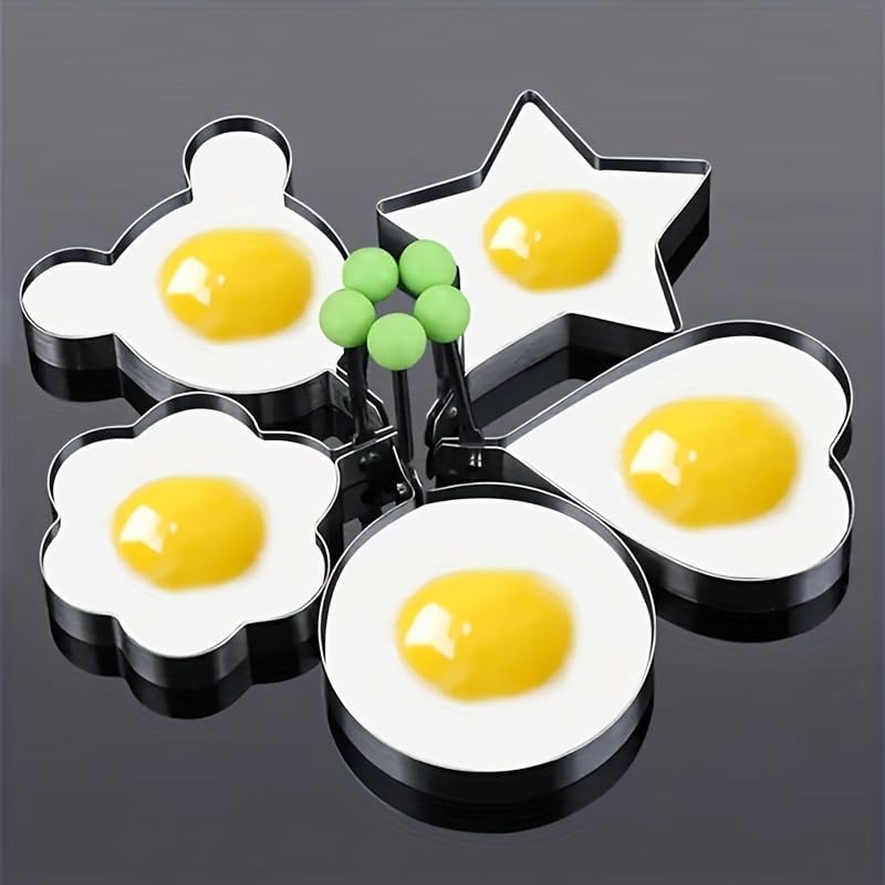 Generic Stainless Steel 5 Style Fried Egg Pancake Shaper Omelette Mold Mould Frying Egg Cooking Tools Kitchen Accessories Gadget