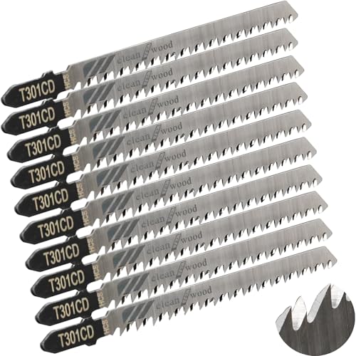 CESFONJER 10 pièces lames de scie sauteuse Lame pour la coupe optimisée du bois, du PVC et du plastique, de scie sauteuse emmanchement T.
