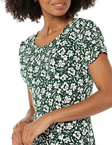 Image of Amazon Essentials Women's Gathered Short Sleeve Crew Neck A-line Dress (Available in Plus Size)