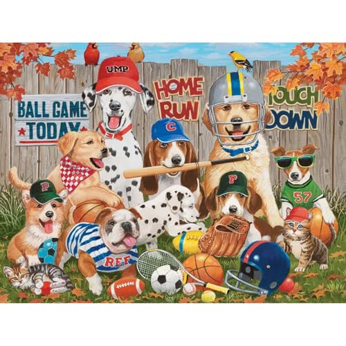 Bits and Pieces Rompecabezas de 1000 Piezas para Adultos - Neighborhood Athletes - Gran Rompecabezas de 27" x 20" con Perros Deportistas miniatura 2
