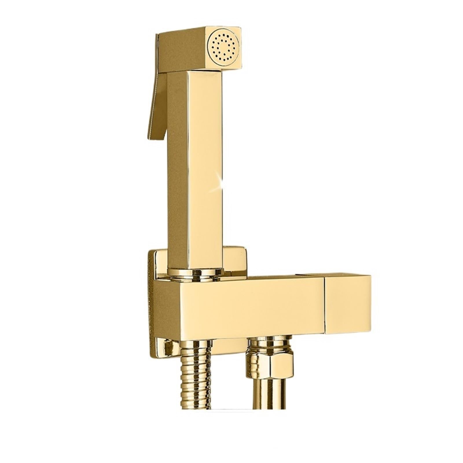 Badezimmer-Bidet-Armatur, Messing-Wasserhahn, Unterlegscheibe, Mischbatterie, Einzel-Kaltwasser-Duschkopf, WC-Armaturengriff, Düse (Goldpolitur A)
