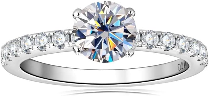 S925 Sterling Silver Womens Promise Rings with 0.8 Carat D-color Natural Diamond |Excellent Cut VVS1 Clarity Sparkle | Unique Design for Engagement