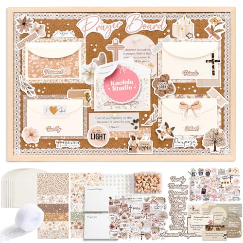 Kaciola 296PCS Prayer Board Kit Request Cards Scripture Affirmation Cards Bible Study Resource Colorful Christian Vision Board Collage Prayer Board Supplies for Women