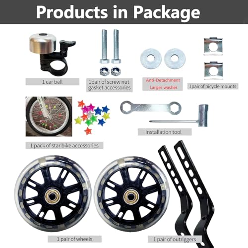 Image of DDJKCZ Training Wheels Flash Mute Wheel Bicycle Compatible for Bikes of 12 14 16 18 20 Inch