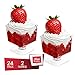 MINI WONDERS Small Trifle Bowl Plastic | 2 oz | 24 Count | Clear Single Serve Square Stem Cup Cocktail Dessert Cups Toast Shot Shooter Glasses Disposable Reusable Party Dish