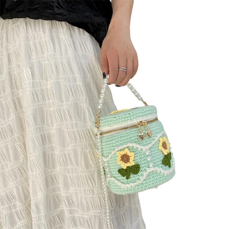 Szydełkowa torba typu Bucket z dzianiny Crossbody torba typu Bucket szydełkowa torba na ramię torba plażowa torebka typu Tote torebka dla dziewczyny randki podróż(Tulip)