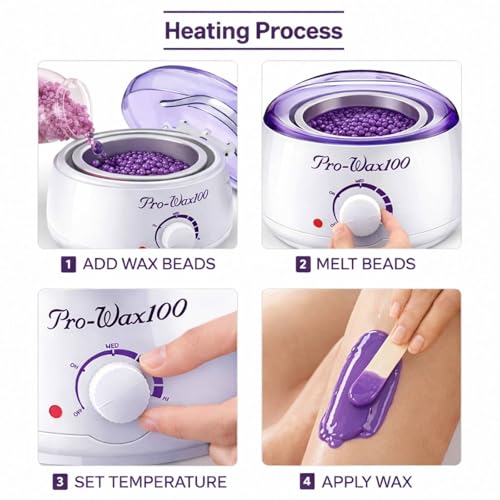 Image of Wax Heater Machine Combo 100gm Brazilian Stripless Formula for Face & Body with Spatula, Ideal for Upper Lips, Chin, Cheeks, Hairline, Bikini & Legs, Automatic Heating (Wax heater + Wax kit)
