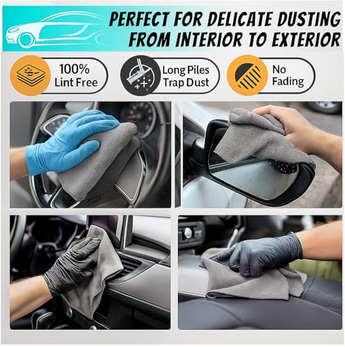 Image of AM Safe-X Microfiber Cloth for Car 250 GSM 40x40 cms 1 Pcs Grey Twisted Loop Super Absorbent Towel, Edgeless Design with Plush Pile & Lint Free Cloth for Drying & Detailing