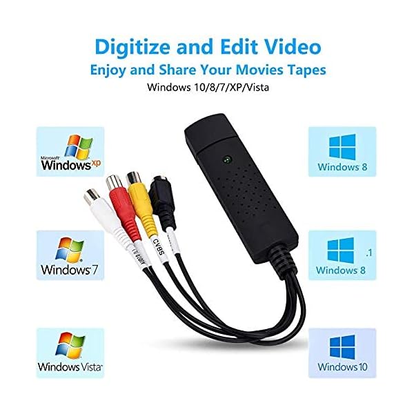 TCNEWCL Video Grabber, USB Audio Video Konverter, Digitalisieren und Bearbeiten von Videos, Hi8 VCR VHS auf DVD… – Bild 6