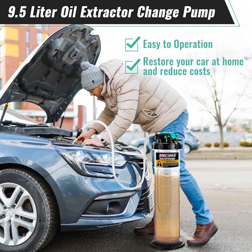 Image of Estune 9.5L /2.5 Gallon Fluid Extractor Pump with 5 Pcs Brake Bleeding Hose | Pneumatic & Manual Modes, Cleaner Oil Changes, Leak-Resistant Seals, Multi-Fluid Use, Garage & Workshop Use, Cars /SUVs /RVs