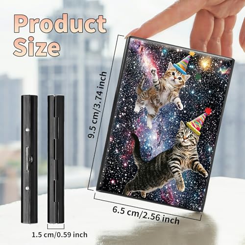 Image of Slim Credit Card Holder, Cats Galaxy Nebula RFID Blocking Metal Wallet for Men & Women, Aluminum Minimalist Hard Case Pocket-Sized Business Cards Organizer (Fits Up to 10 Cards)