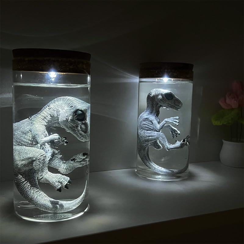 Unique Dinosaur in Glass Bottle Figurine - A Touch of Jurassic Charm