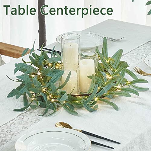 Fudios Lighted Olive Garland Battery Operated With Timer 96 Led Fairy Lights 6Ft, Mantle Fireplace Vine Garland With Lights For Decoration Inside Outside Christmas Valentines Wedding #TOP3