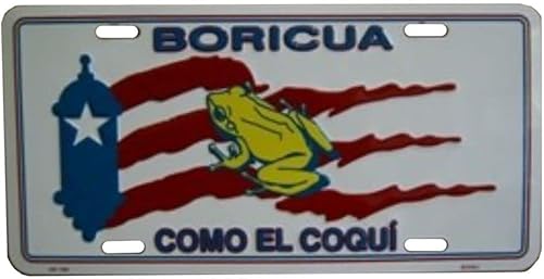 Placa de matrícula de aluminio con bandera de Puerto Rico Boricua Como El Corqui de 6 x 12 pulgadas