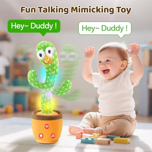 dancing talking cactus toy for baby toddler boys girls gifts singing mimicking recording repeating what you say baby toys with 120 english songs adjustable volume