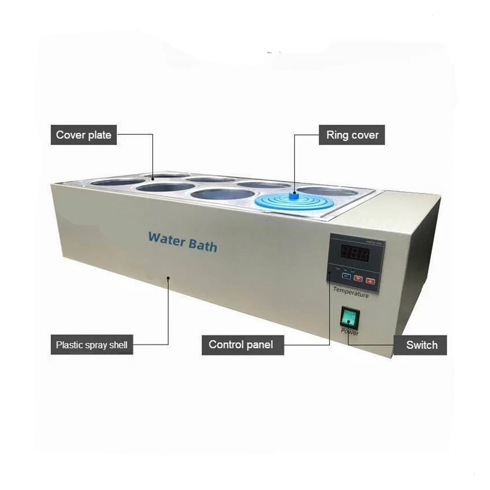 Baño María de laboratorio, Baño de agua con termostato digital for baño de agua, caldera de calentamiento de temperatura constante, tanque de ocho orificios, capacidad de 28 l