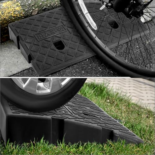 QWORK® 2 Stück Bordsteinrampen Aus Kunststoff, Auffahrrampe, Für Rollstühle, Motorräder, 25 x 27 x 7cm