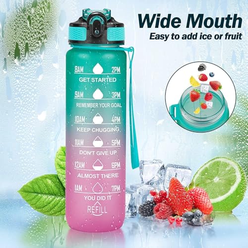 Image of Water Bottles Sipper Bottle For Adults, Kids,Unbreakable Motivational Water Bottle Time Mark Sipper With Straw & Time For Gym Office School Home Water Bottle for Kids