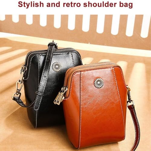 Elmyse Crossbody Bag Leather,Retro All-Match Vertical Cellphone Bag,purses for Women Crossbody Bag4