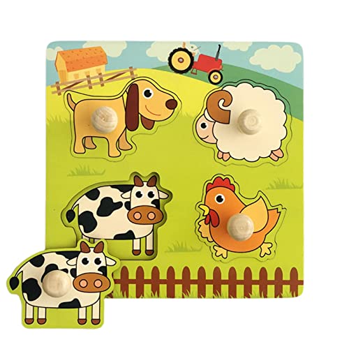 Oshhni Cartoon Puzzles, Feinmotorik, Form, Passendes Spiel, Knob Puzzles, Steckpuzzle für Kleinkinder, 2, 3, 4 Jahre… – Bild 6