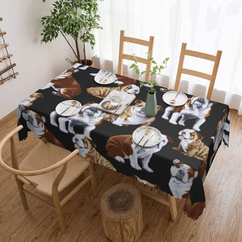 RRhgipp English Bulldogstableclo- Mantel lavable para mesa de comedor, boda, fiesta, banquete, decoración de mesa (137 x 183 cm)