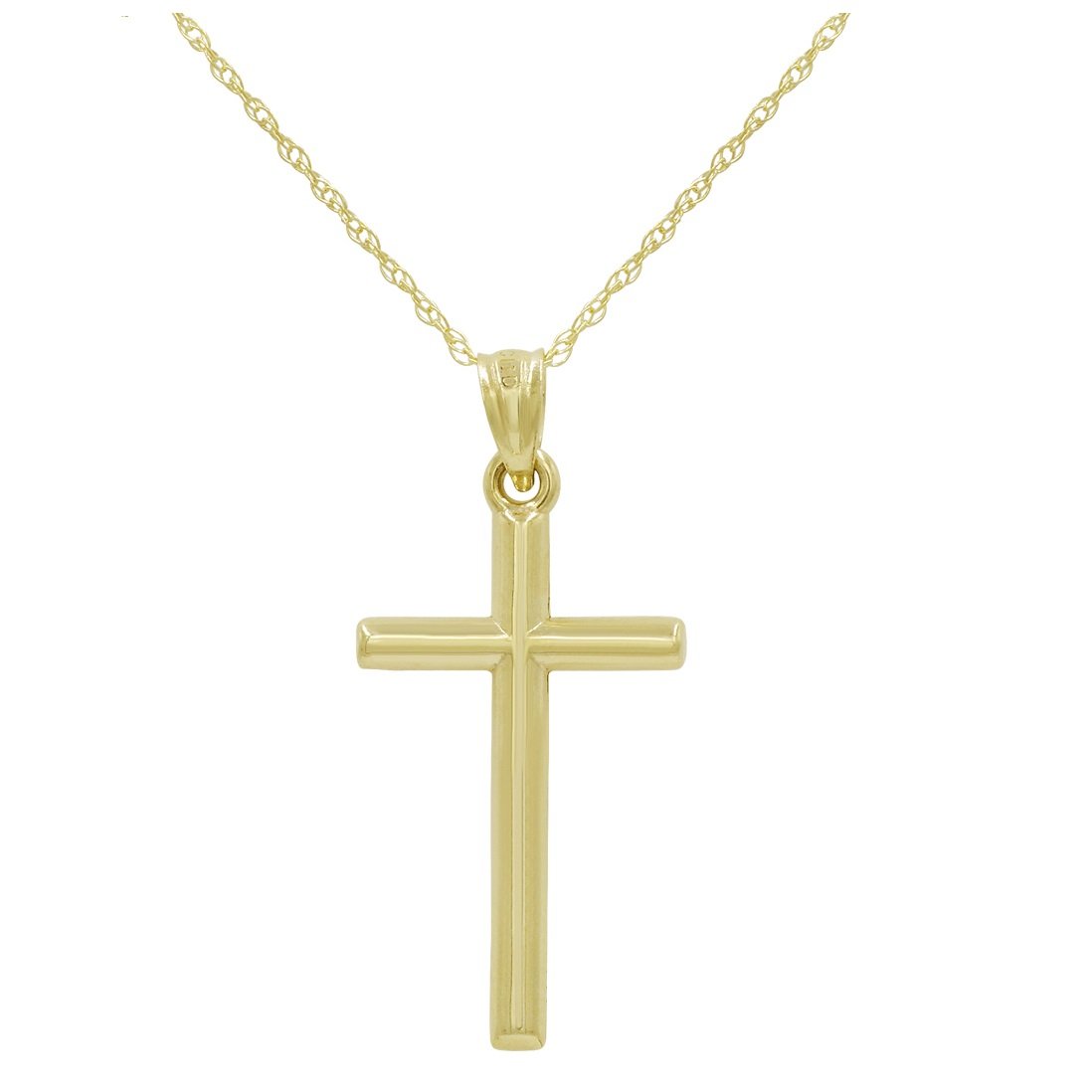 14k Yellow Gold Cross Pendant Necklace 