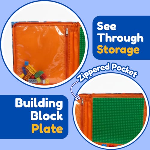 Image of CocoMoco Kids Building Blocks Travel Storage Bag with Base Plate | Portable Toy Storage Organizer & Play Mat | Compatible with Most Building Block Sets | Single Pack