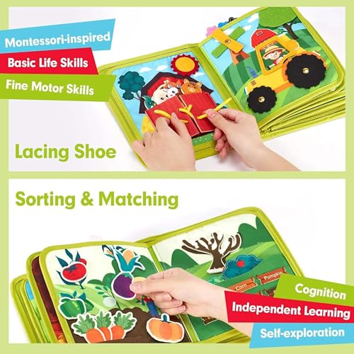 Image of 12 in 1 Toddler Busy Binder & Busy Book for Toddlers 1-3, Montessori Busy Board & Activity Book for Kids 2-4, Engaging Toys for 2-3, Educational Busy Book for Learning