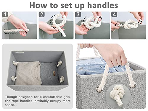 Storageworks Storage Baskets For Shelves, Fabric Closet Storage Bins With Handles, Rectangle Basket Organizer, Grey, 2-Pack #TOP2