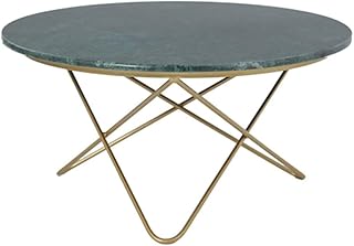 N/Z Attrezzatura Quotidiana Semplice Marmo Rotondo Ferro Art tavolino Multifunzione Moderno Soggiorno Divano tavolino Balcone Semplice tavolino Dipinto Verde + Oro 80 * 40 cm