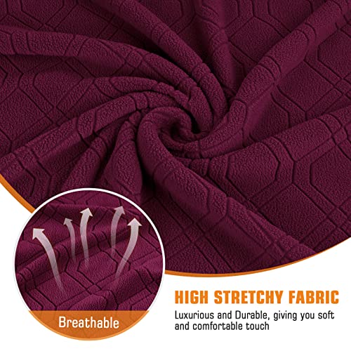 Image of VANSOFY Oversized Recliner Chair Cover, 4-Pieces Stretch Recliner Covers for Recliner Chair Soft Reclining Chair Slipcover Jacquard Pattern Furniture Protector for Dogs Cats(Burgundy)