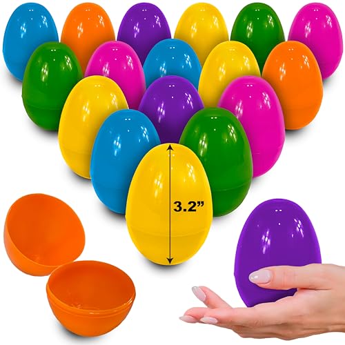 stargo 36 Pack - Plastic Easter Eggs Empty 3.2 Large Plastic Eggs Fillable for Easter Egg Hunt Easter Egg Basket Party Favor Surprise Egg. Set of Bright Multicolored Eggs