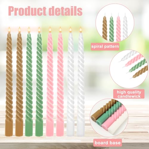 Bougies torsadées roses et blanches de 25,4 cm Whaline pour centre de table - 3