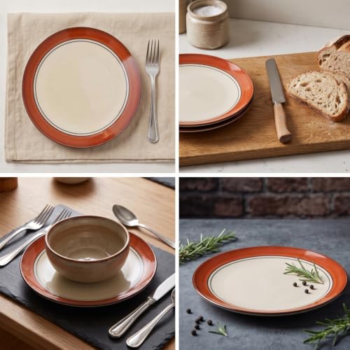 Image of Freakway Brown and White Ceramic Stoneware Plates Set of 4 Pieces