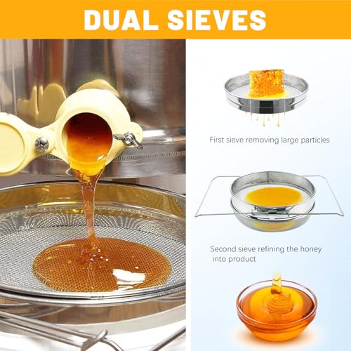 Beetech HE-SS-D Stainless Steel Honey Strainer Double Sieve, Beekeeping Equipment Mesh Filter For Beekeepers Honey Extraction thumb #4