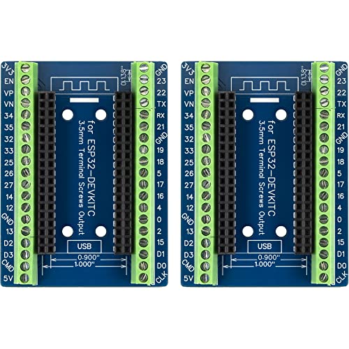 Image of for ESP32 Breakout Board 3.5mm / 0.14 inch Terminal GPIO Expansion Board for 0.9 inch / 1.0 inch Size ESP32 Module ESP-WROOM-32 ESP32-DevKitC (Pack of 2pcs)
