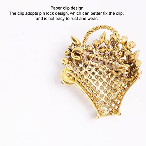 Image of SaiDian 1Pcs Flower Basket Brooch Colorful Rhinestone Flower Brooch Spring Floral Basket Basket Corsage Breastpins for Women Coat Suit Pin