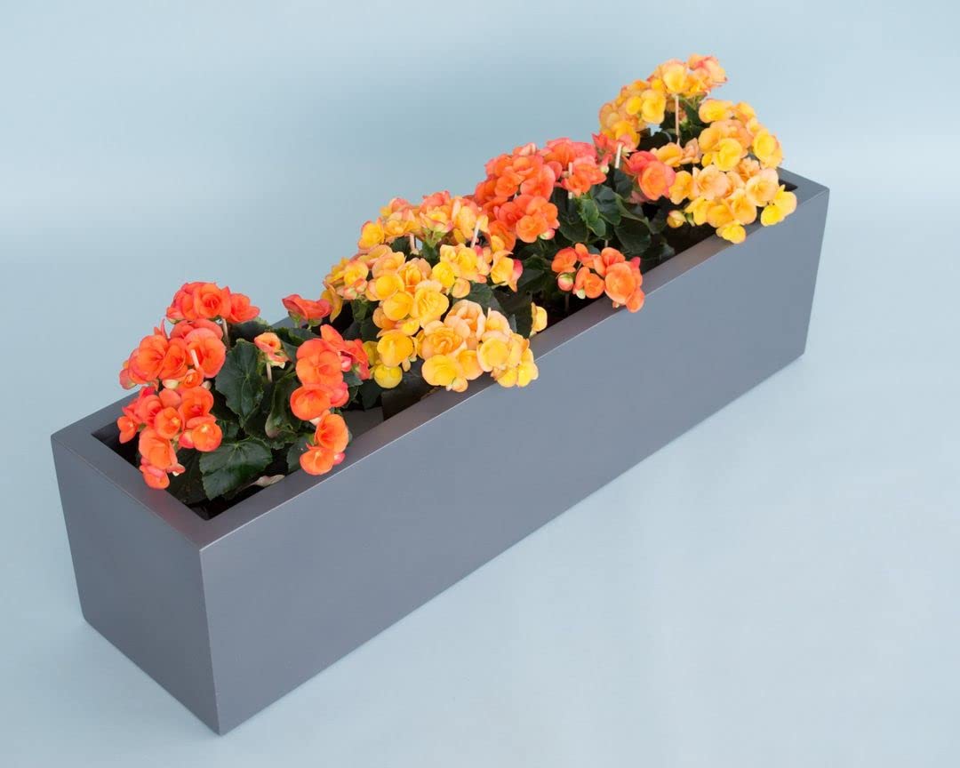 Pflanztrog Blumentrog Fiberglas 100x25x25cm anthrazit metallic