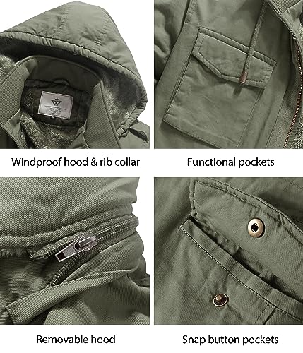 Image of WenVen Men's Winter Thickened Military Parka Jacket Warm Coat
