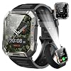 Smartwatch Men Military, 100 Days Battery Life/LED Flashlight/Compass/2 Wristbands/IP68 Waterproof, 100+ Sports Modes Sports Watch, Make/Receive Calls Smartwatch Outdoor Fitness Watch for Android iOS