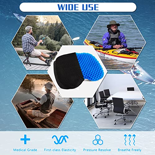 Anti Slip Kayak Gel Seat Cushion Thick Waterproof Egg Seat Cushion Kayak Seat Pad With Non-Slip Cover For Sit In Kayak Inflatable Kayak Canoe & Boat Kayak Accessories For Fishing Kayak (Blue) #TOP6