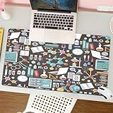 QRFASFZO Großer Mauspad - 80x30cm Gaming-Mauspad mit genähten Kanten, Nicht rutschender Unterlage,Nahtloses chemisches und wissenschaftliches Muster. Vektor,Schreibtischmatte und Maus