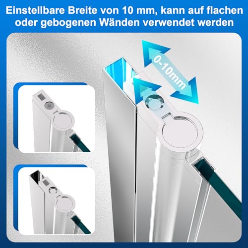 Jiubiaz Duschwand für Badewanne 100x140cm, 2 Teilige Faltbare Glas Duschtrennwand aus 6mm Sicherheitsglas (EGS), Badewannenaufsatz, Silber Transparent