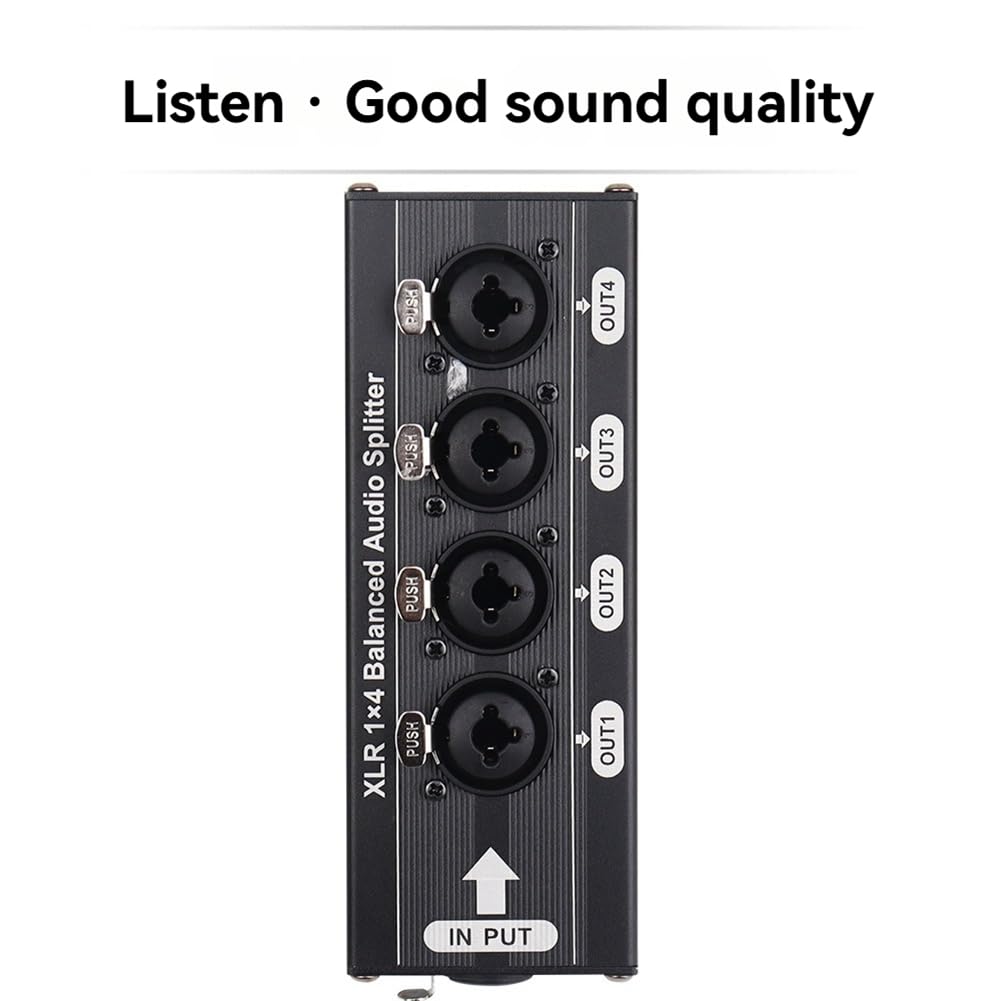 Répartiteur Audio Symétrique XLR 1x4 6,5 XLR 1 Entrée 4 Sorties 4 Entrées 1 Sortie Répartiteur Audio Bidirectionnel Boîtier Répartiteur de Signal Audio