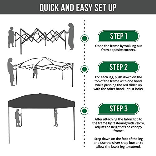 Punchau Pop Up Canopy Tent with Sidewall 10 x 10 Feet - UV Coated, Waterproof Instant Outdoor Party Gazebo Tent (Black)