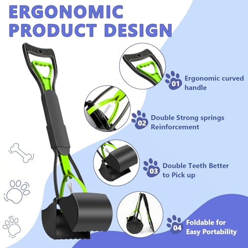 JOZMMZEOOA 4 Stück Pooper Scooper für Hunde 45CM Faltbare Kotschaufel Hundekotschaufel Großer Kapazität Hundekotgreifer mit Komfortgriff Tragbarer Hundekotschaufel,für Dem Hund Spazieren Gehen